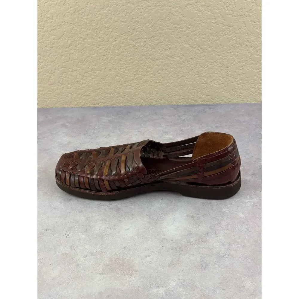 Sunsteps Hand-Woven Leather Loafers Shoes Men Sz 11.5 Brown Preppy Boho